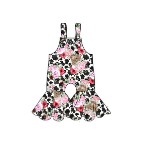 SR0527 pre-order girls clothes  cow flower summer jumpsuit