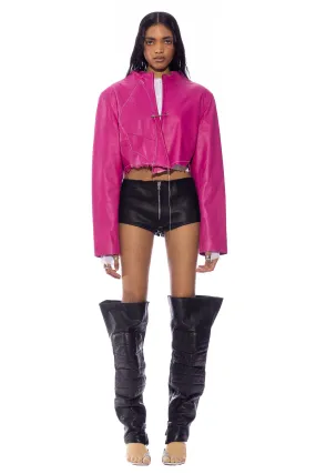 1/1 SMV PINK LEATHER V CUT JACKET