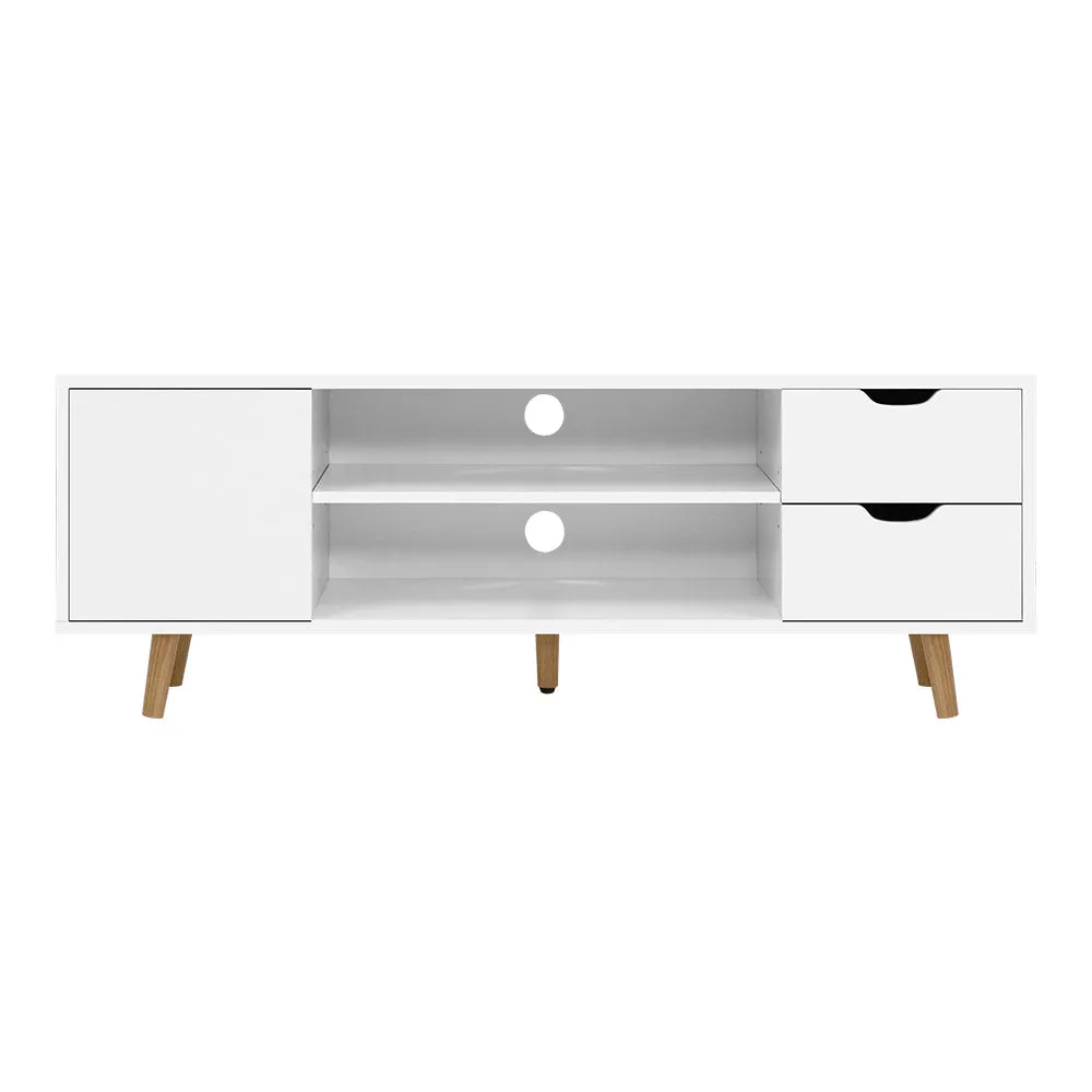 120cm TV Unit Cabinet Entertainment Stand Storage Wooden Scandinavian Look White