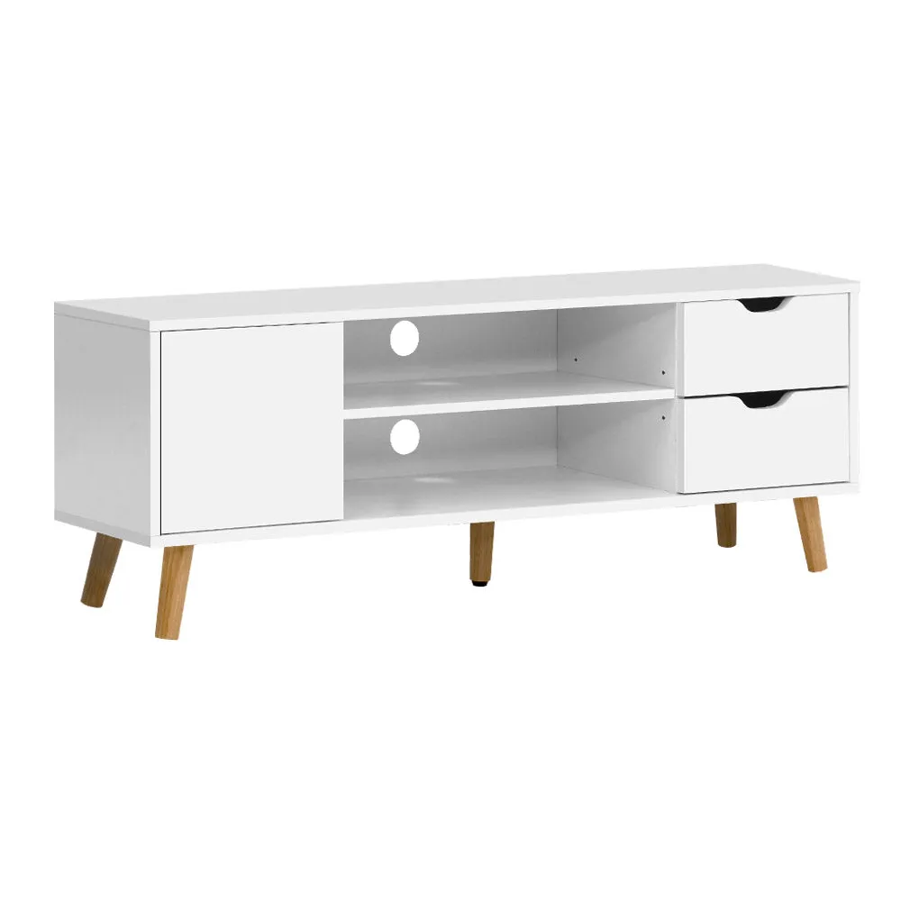 120cm TV Unit Cabinet Entertainment Stand Storage Wooden Scandinavian Look White