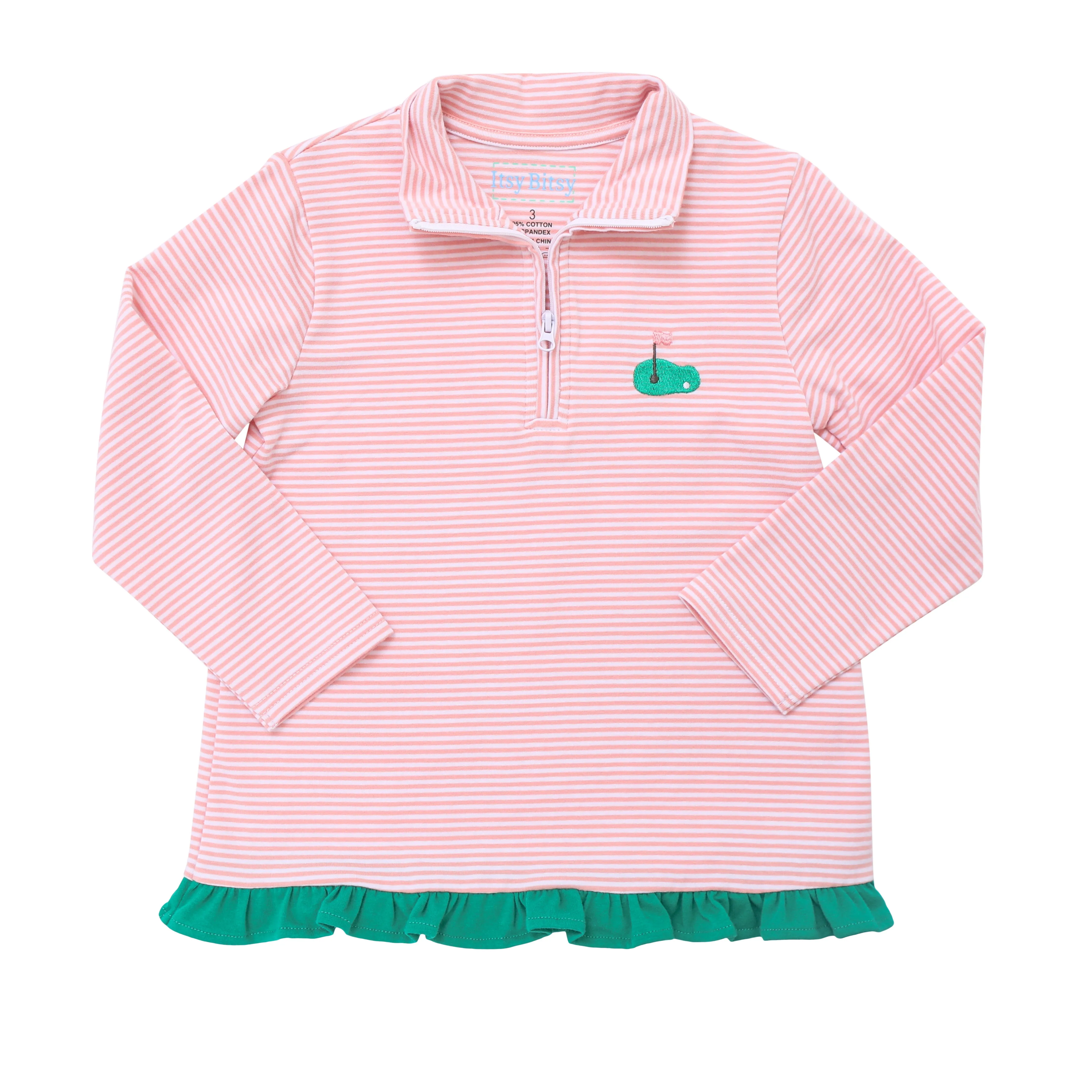 1/4 Zip Ruffle Pullover- Golf