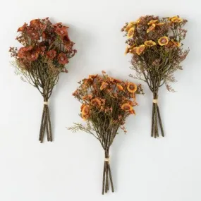 16"H Sullivans Artificial Fall Flower Bush Set of 3, Multicolor