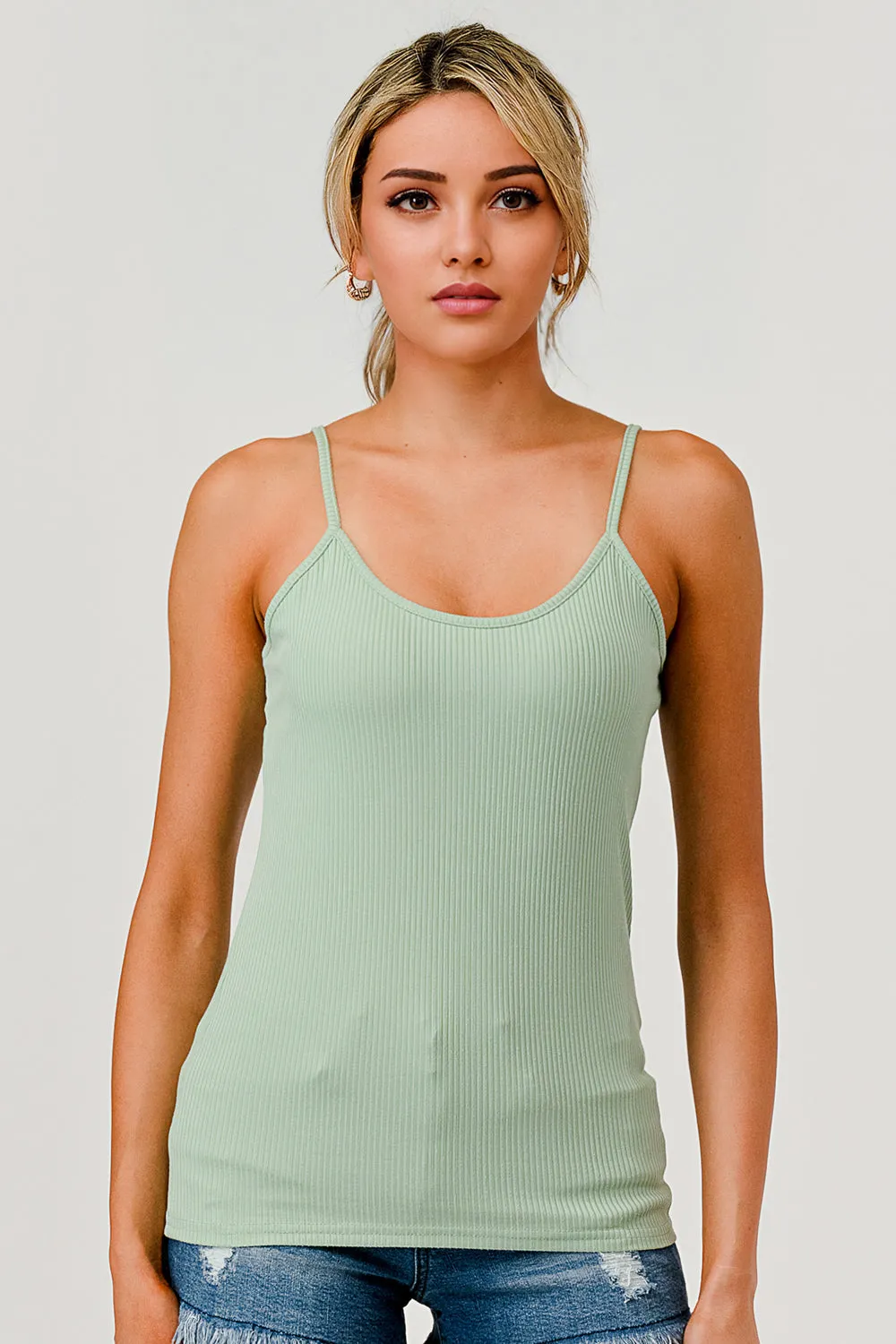 2-Pack Rib Knit Cami Tank Tops - Green, Blue Avocados