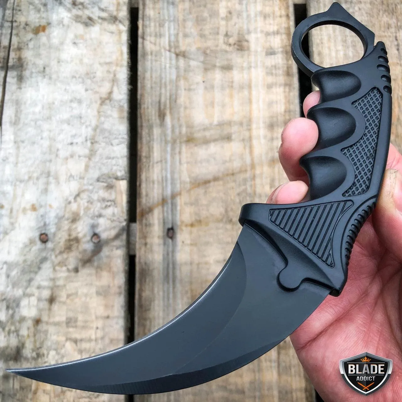 7.5" CSGO Karambit Combat Knife Fixed Blade Hawkbill Neck Doppler NEW