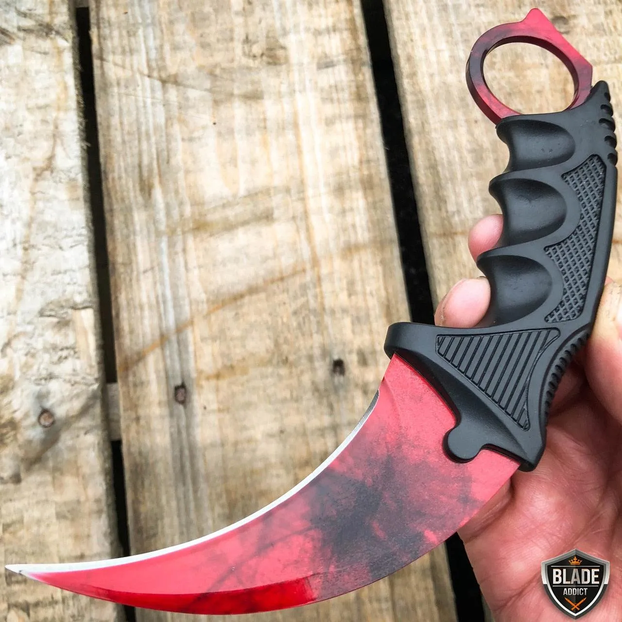 7.5" CSGO Karambit Combat Knife Fixed Blade Hawkbill Neck Doppler NEW