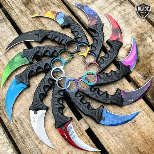 7.5" CSGO Karambit Combat Knife Fixed Blade Hawkbill Neck Doppler NEW