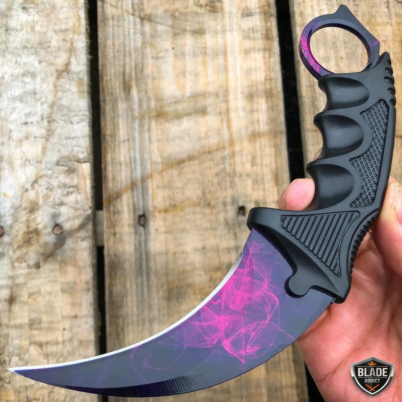 7.5" CSGO Karambit Combat Knife Fixed Blade Hawkbill Neck Doppler NEW