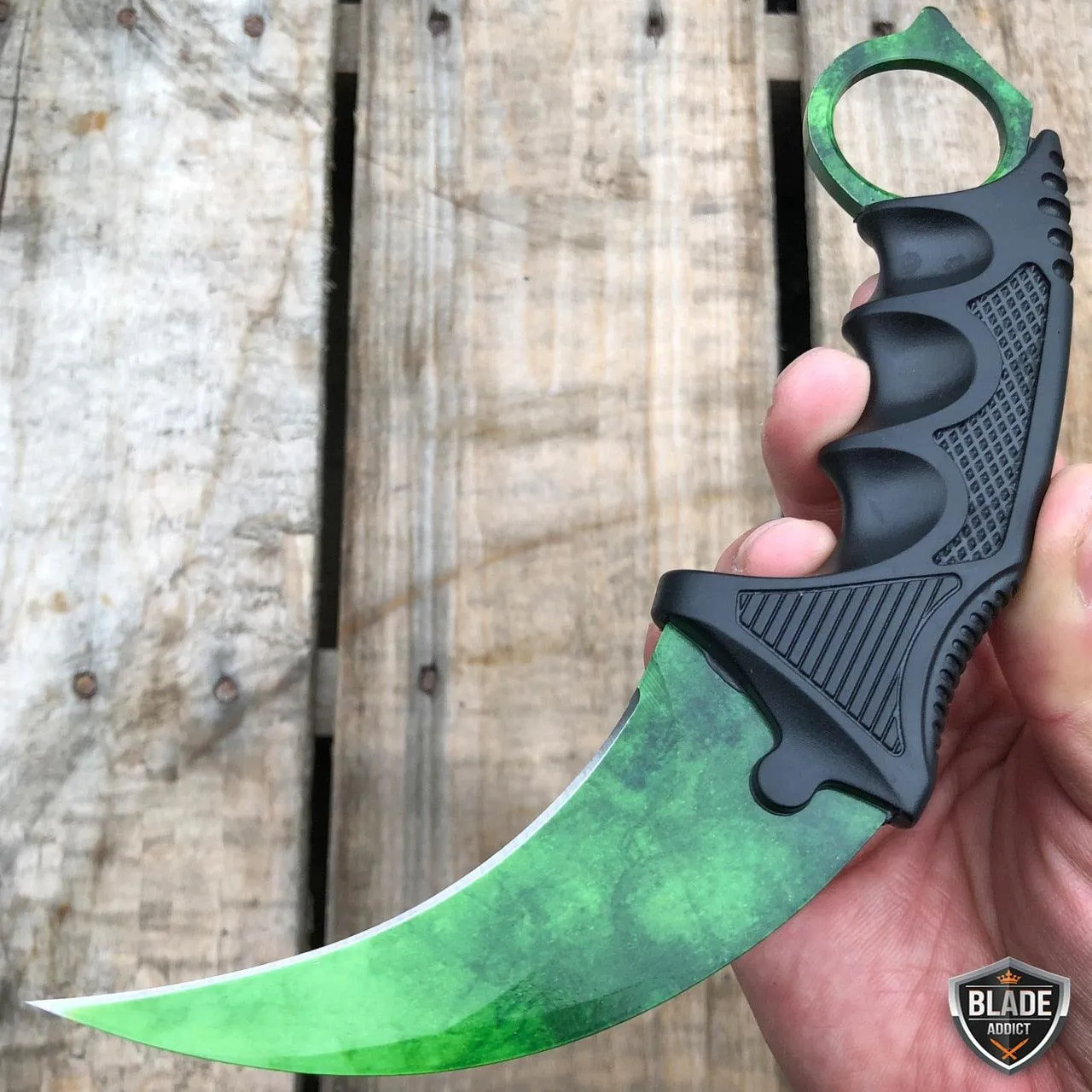 7.5" CSGO Karambit Combat Knife Fixed Blade Hawkbill Neck Doppler NEW