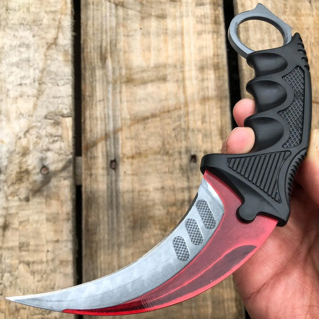 7.5" CSGO Karambit Combat Knife Fixed Blade Hawkbill Neck Doppler NEW