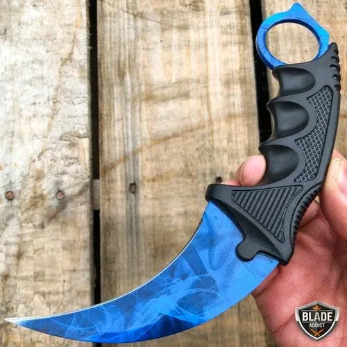 7.5" CSGO Karambit Combat Knife Fixed Blade Hawkbill Neck Doppler NEW