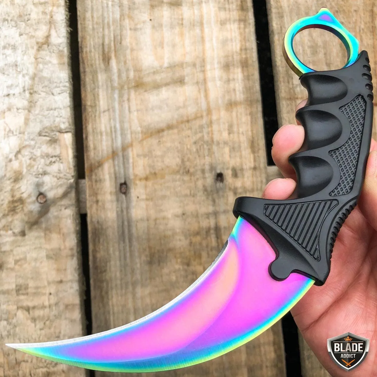 7.5" CSGO Karambit Combat Knife Fixed Blade Hawkbill Neck Doppler NEW