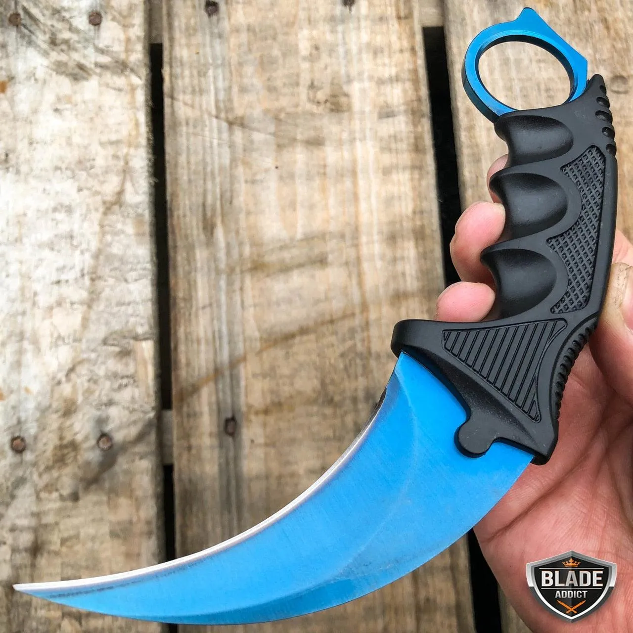 7.5" CSGO Karambit Combat Knife Fixed Blade Hawkbill Neck Doppler NEW