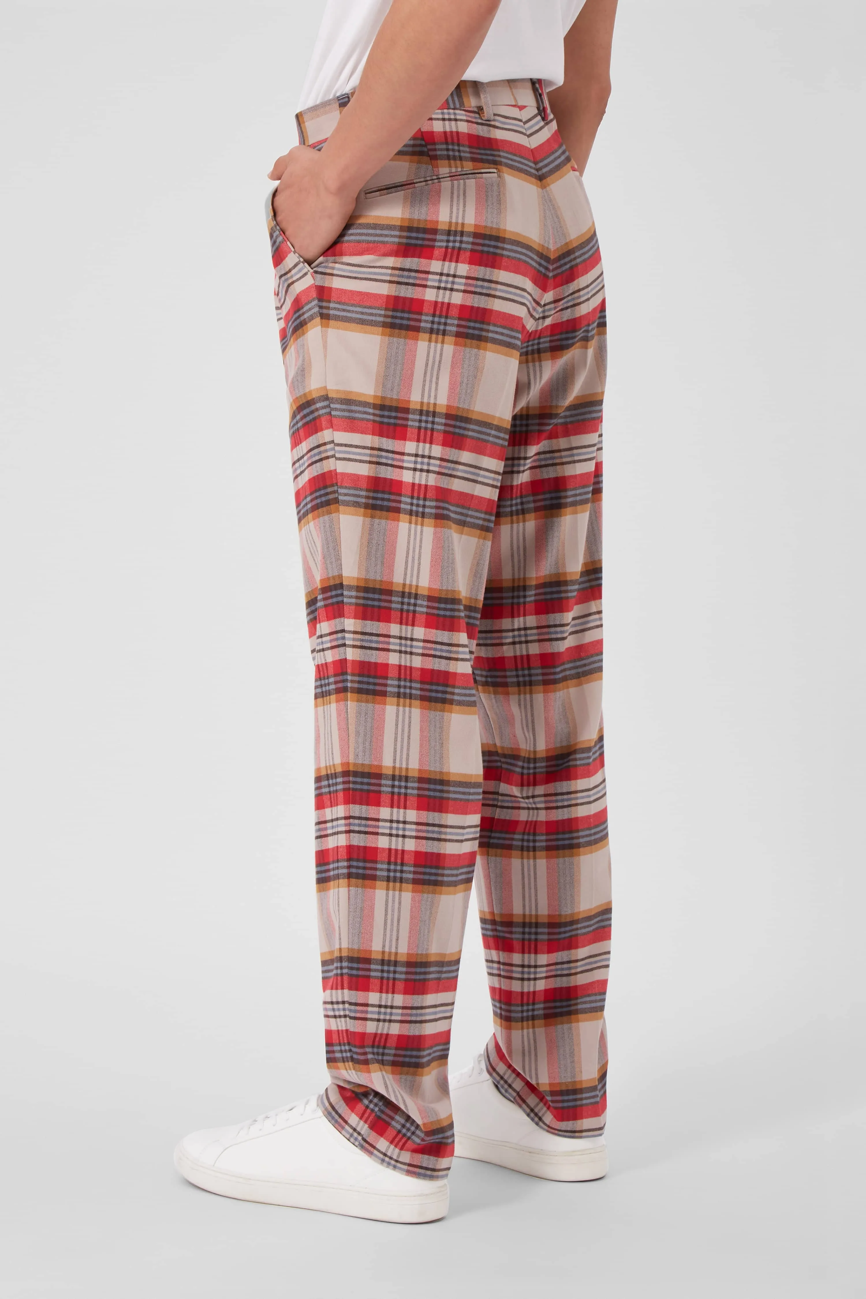 Abidal Oversized Red Check Cotton Trousers - ARCHIVE