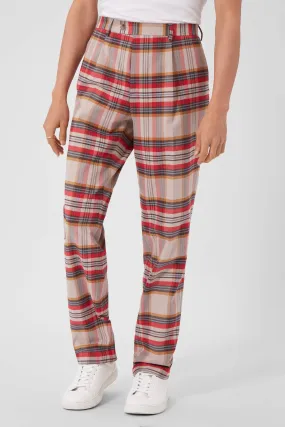 Abidal Oversized Red Check Cotton Trousers - ARCHIVE