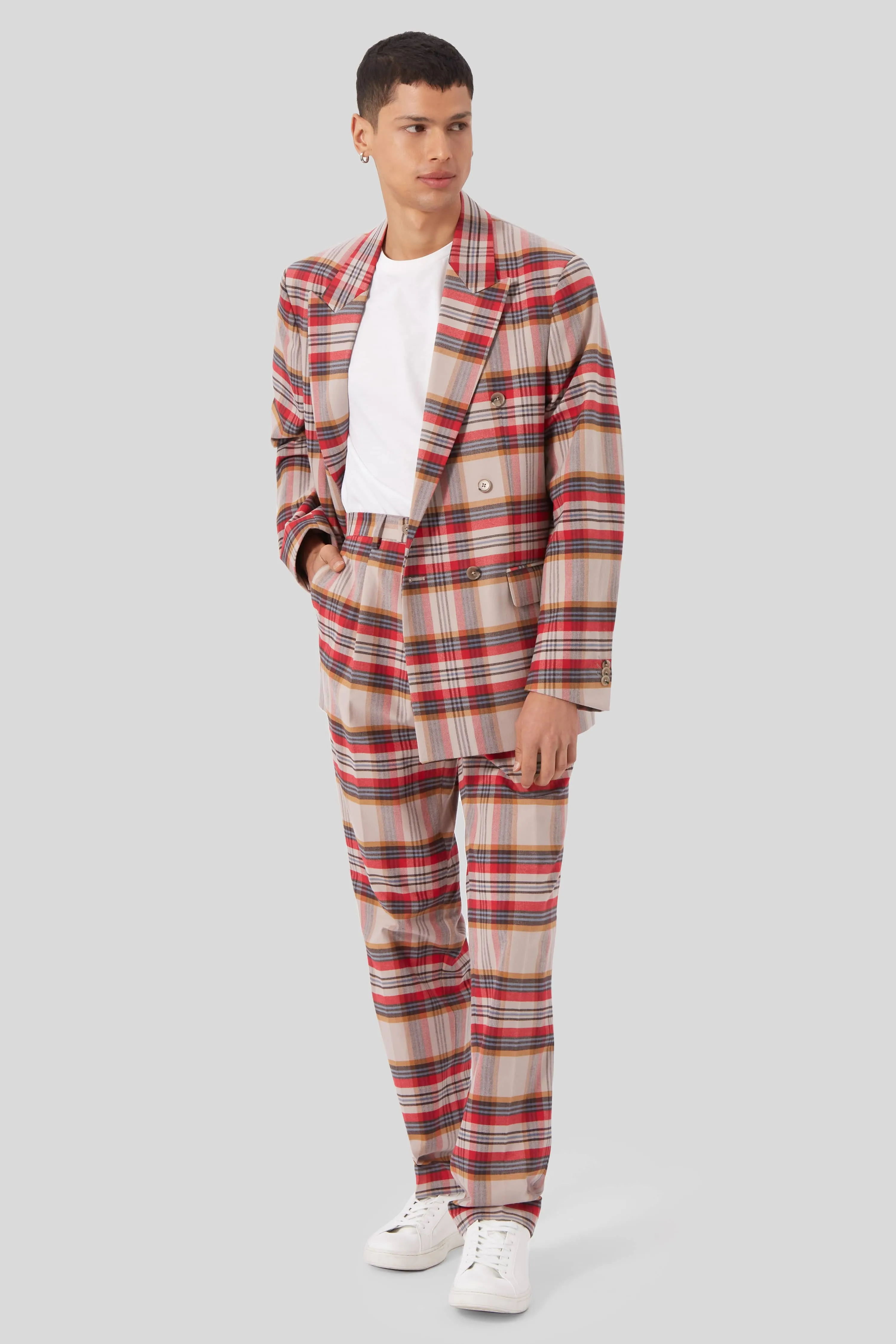 Abidal Oversized Red Check Cotton Trousers - ARCHIVE