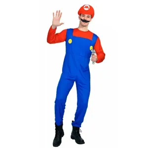 Adult Red Plumber Man Mario Costume