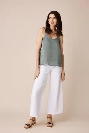 Ana Camisole Top Pistachio with V Neck