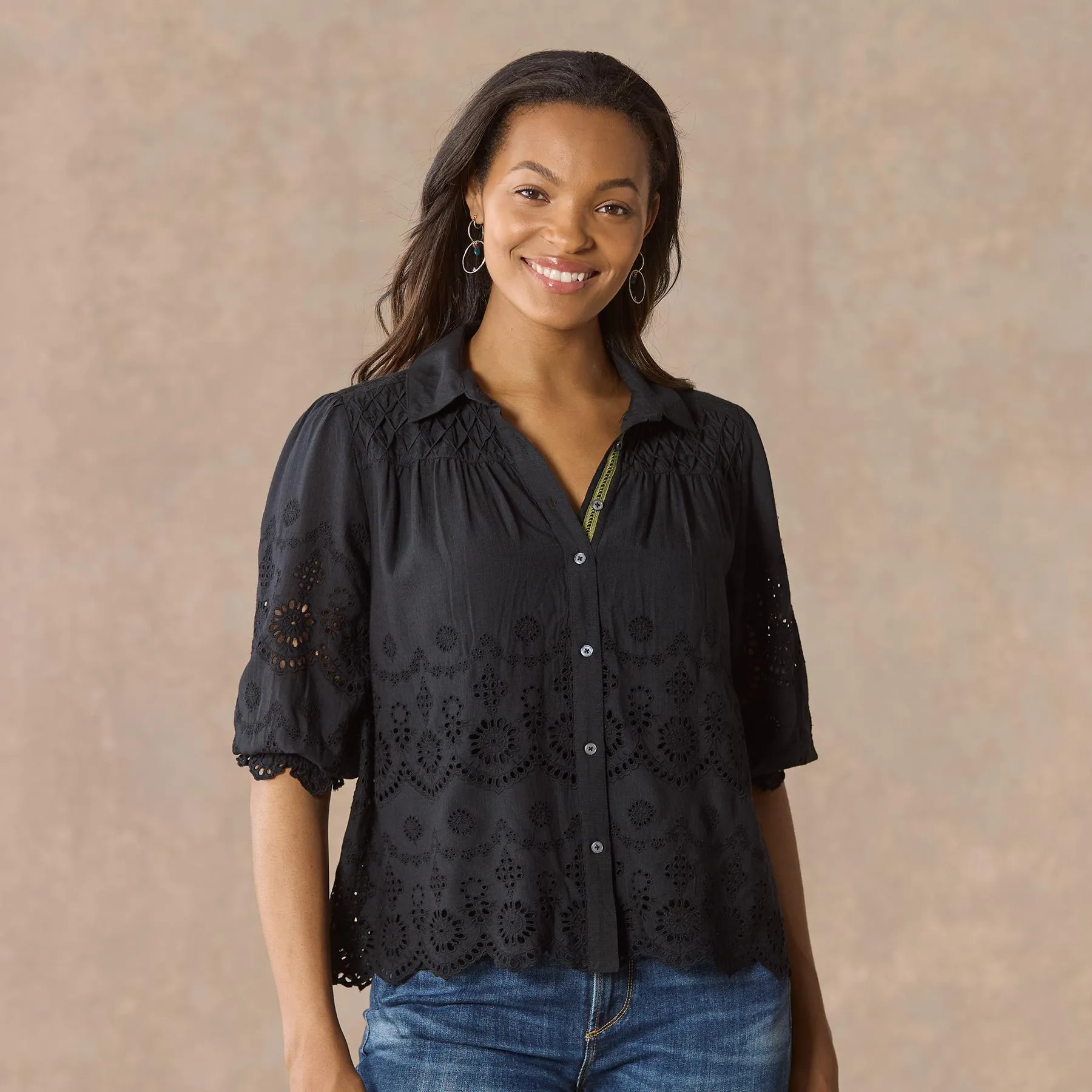 Arabella Eyelet Shirt, Petite