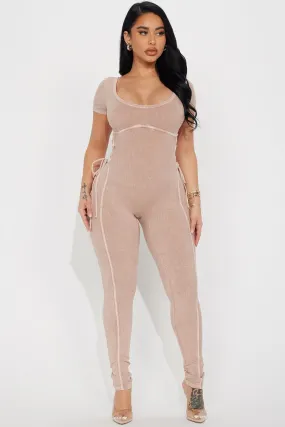 Arli Ribbed Jumpsuit - Taupe