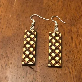 Art Deco Fan Bar Wooden Dangle Earrings by Cate's Concepts, LLC