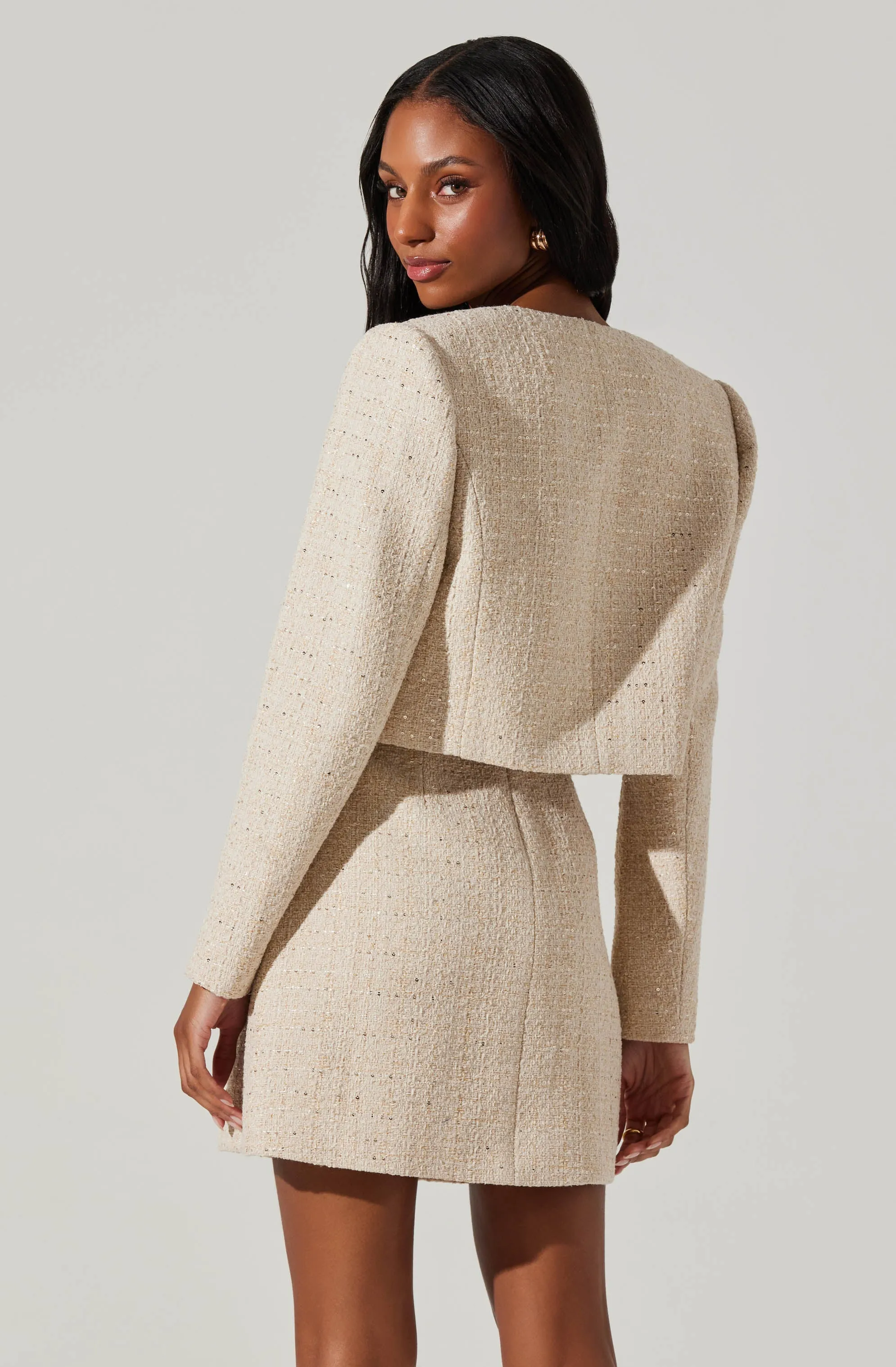 ASTR THE LABEL Milena Tweed Crop Jacket