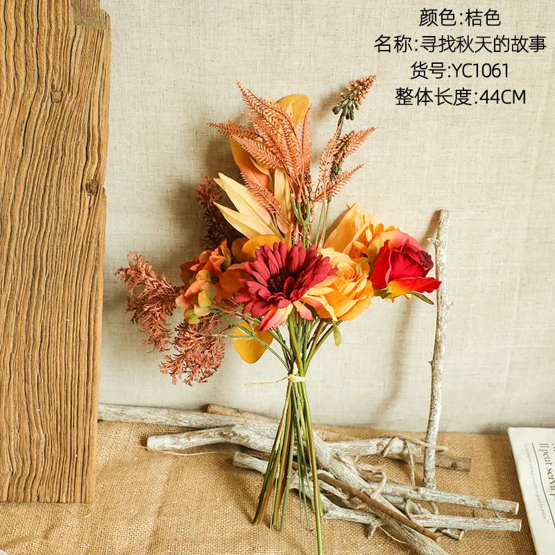 Autumn Color Bouquets Of Green Plants Wholesale Artificial Flowers