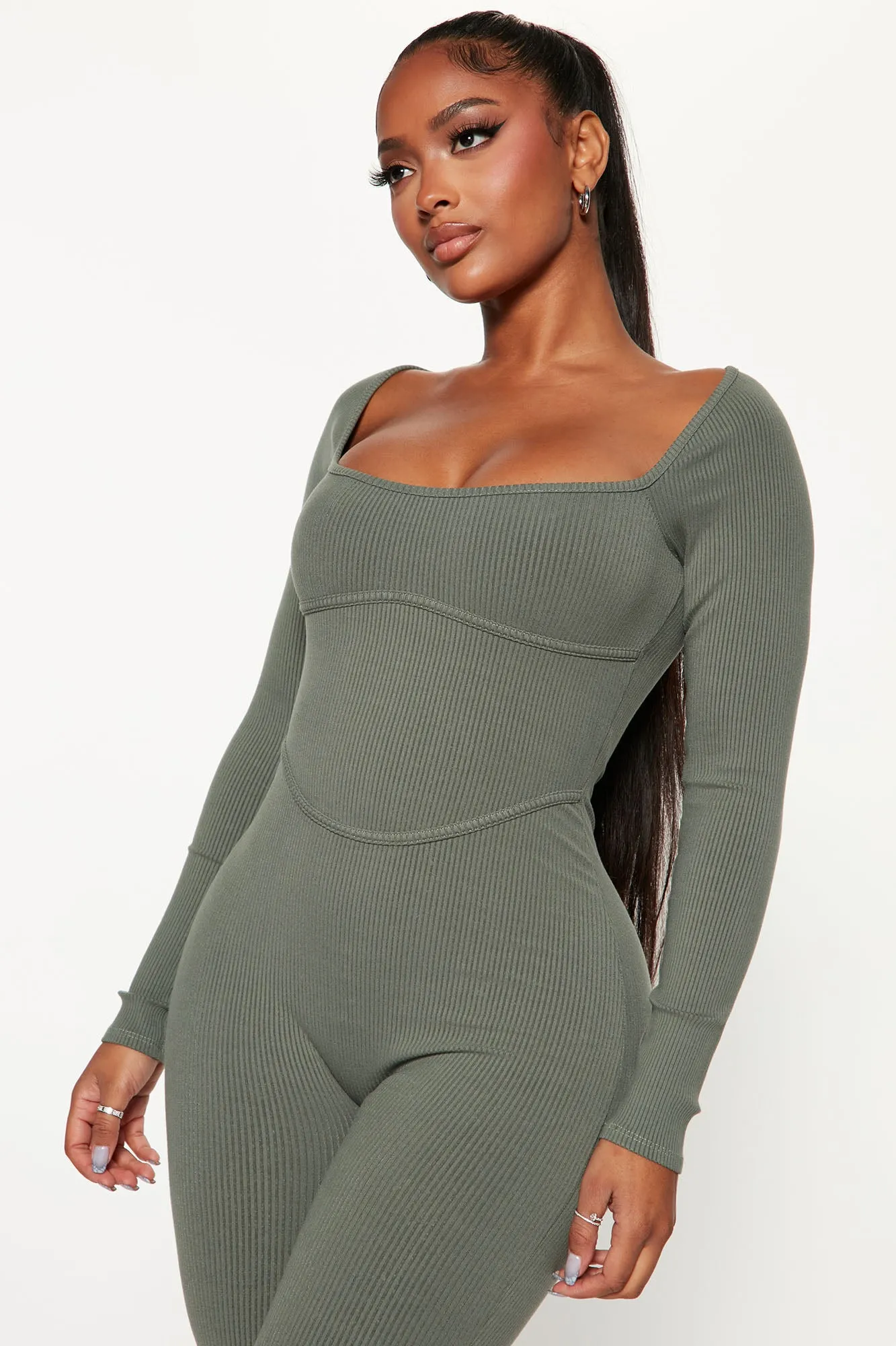 Avani Snatched Jumpsuit - Olive 2