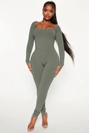 Avani Snatched Jumpsuit - Olive 2