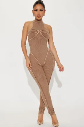 Aveline Ribbed Jumpsuit - Mocha