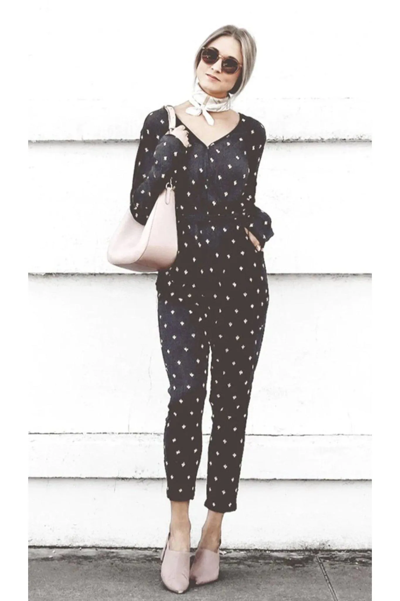 Baby Cacti Wrap Jumpsuit in Black & Ivory