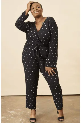 Baby Cacti Wrap Jumpsuit in Black & Ivory