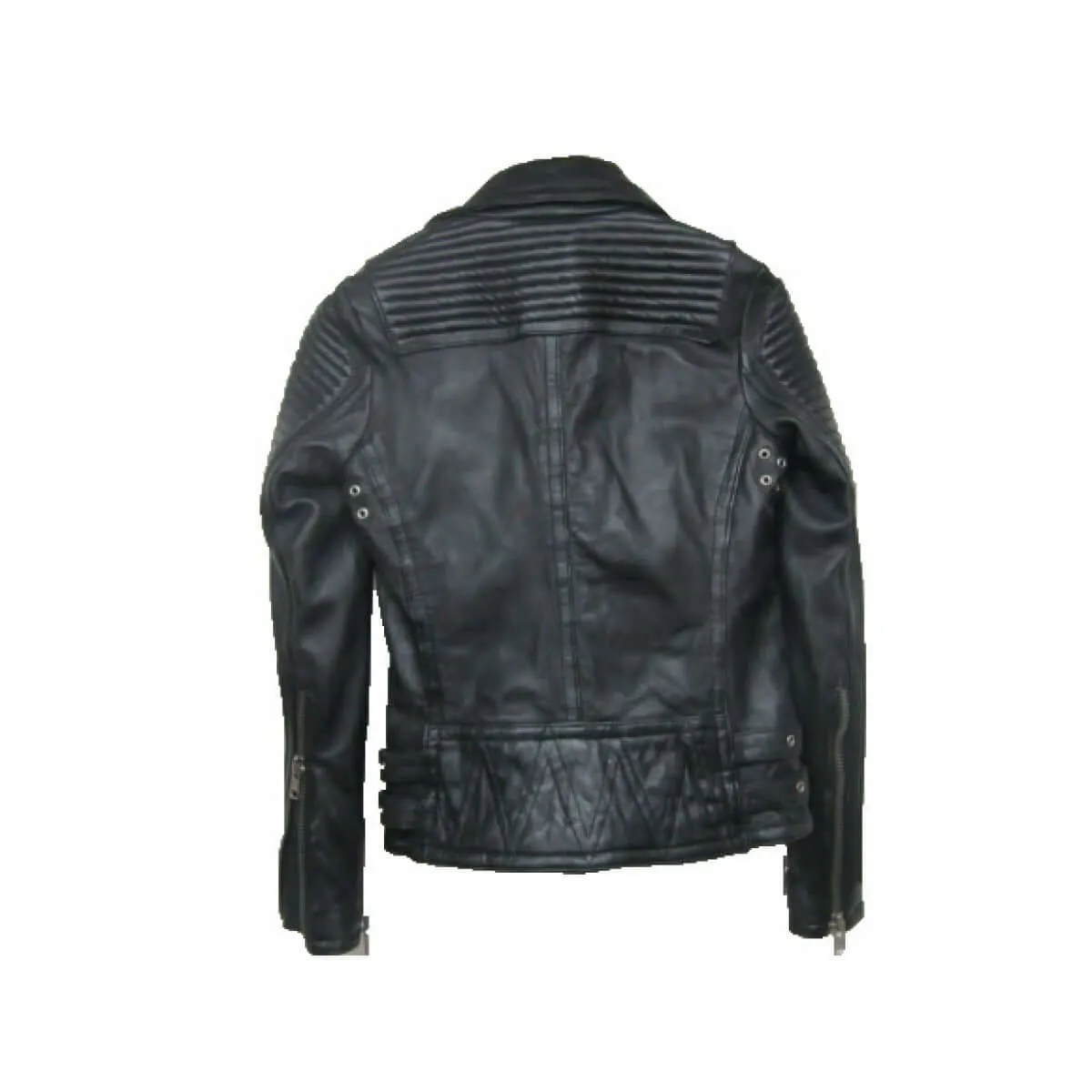 BALMAIN BLACK BRIT CROPPED ORIGINAL LEATHER BIKER JACKET MEN'S