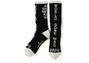 BAPE WORLD GONE MAD SOCKS BLACK