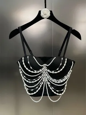 Batoul Pearl Chain Backless Top