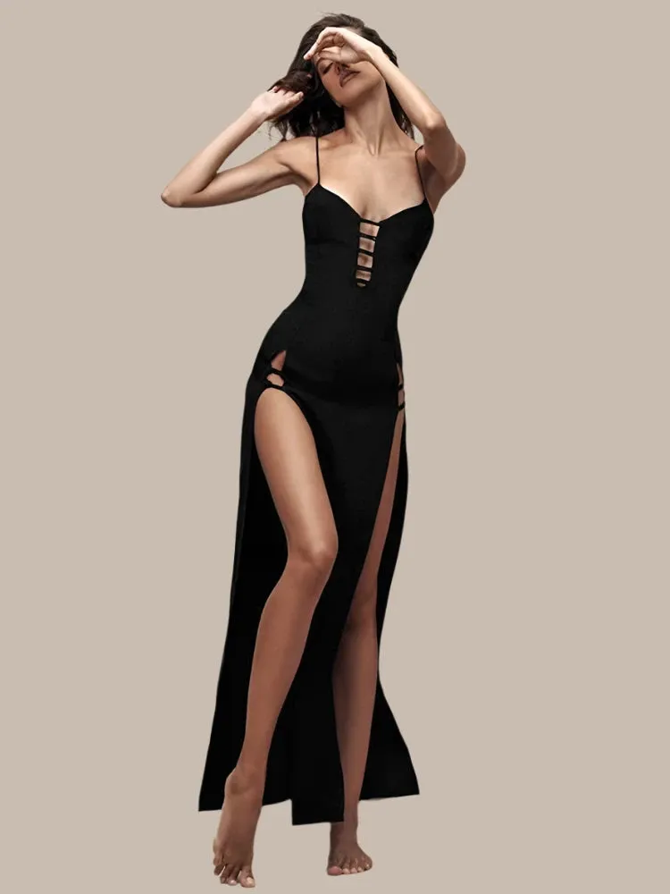 bbBlack Long Party Dress