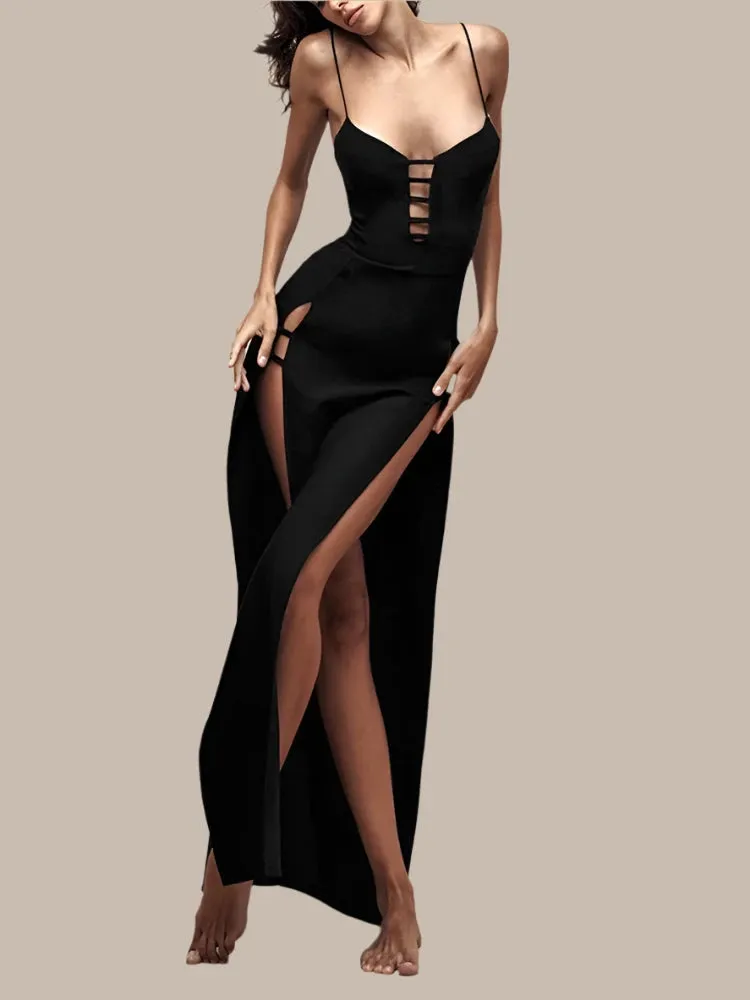 bbBlack Long Party Dress