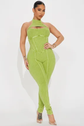 Beryl Mineral Wash Jumpsuit - Lime