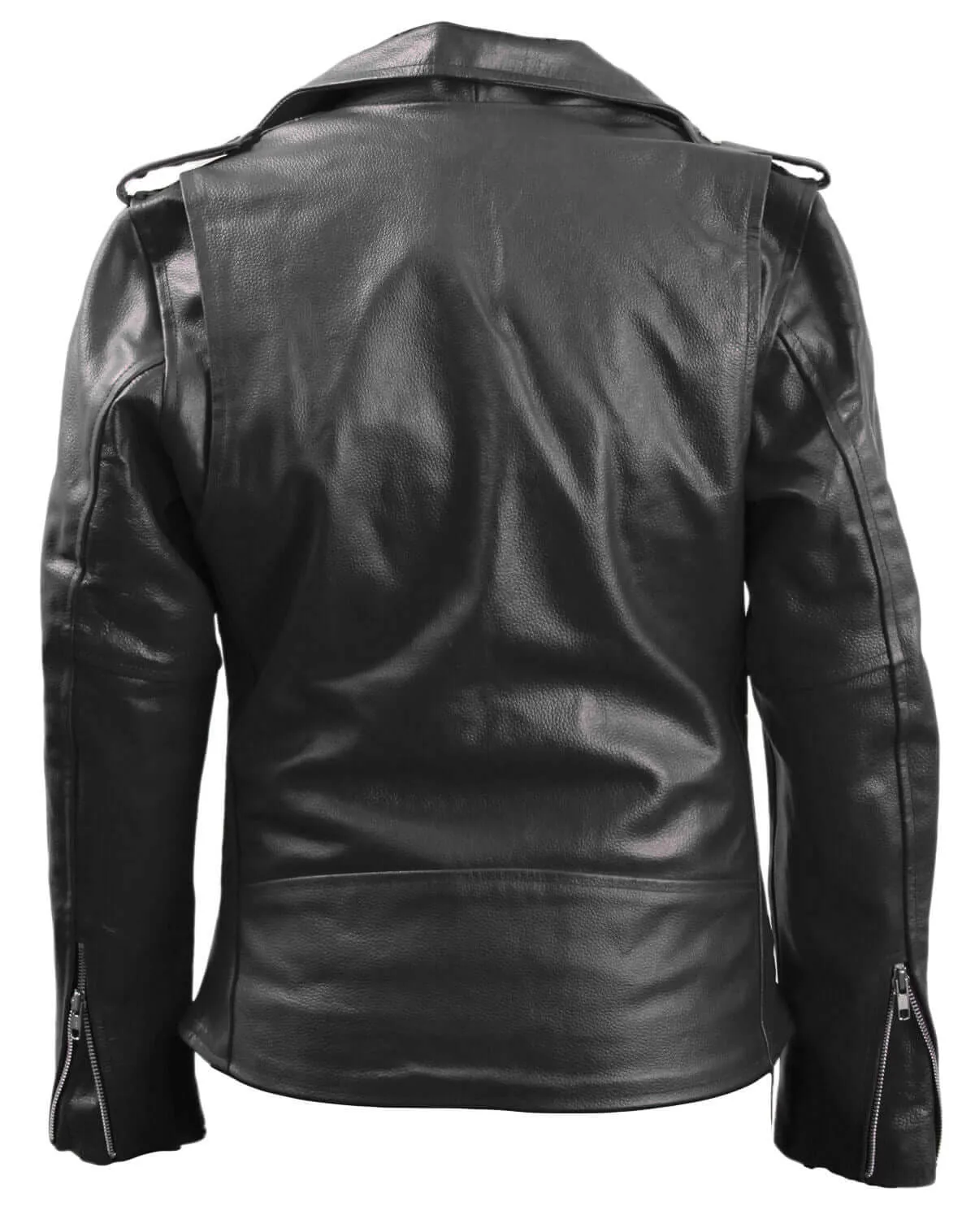 Black Leather jacket Brando Look side For Men's