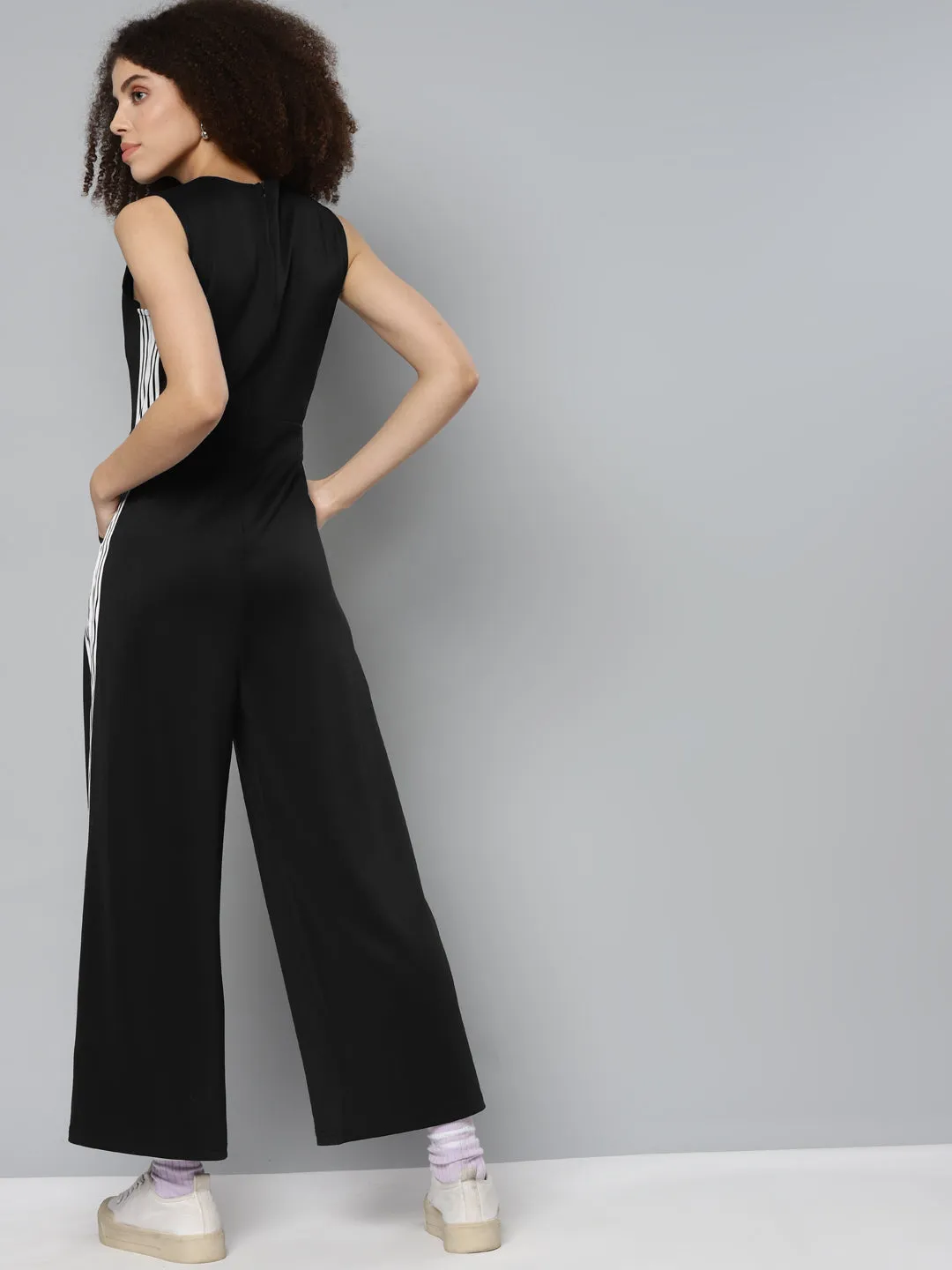 Black Scuba Drawstring Sleeveless Jumpsuit