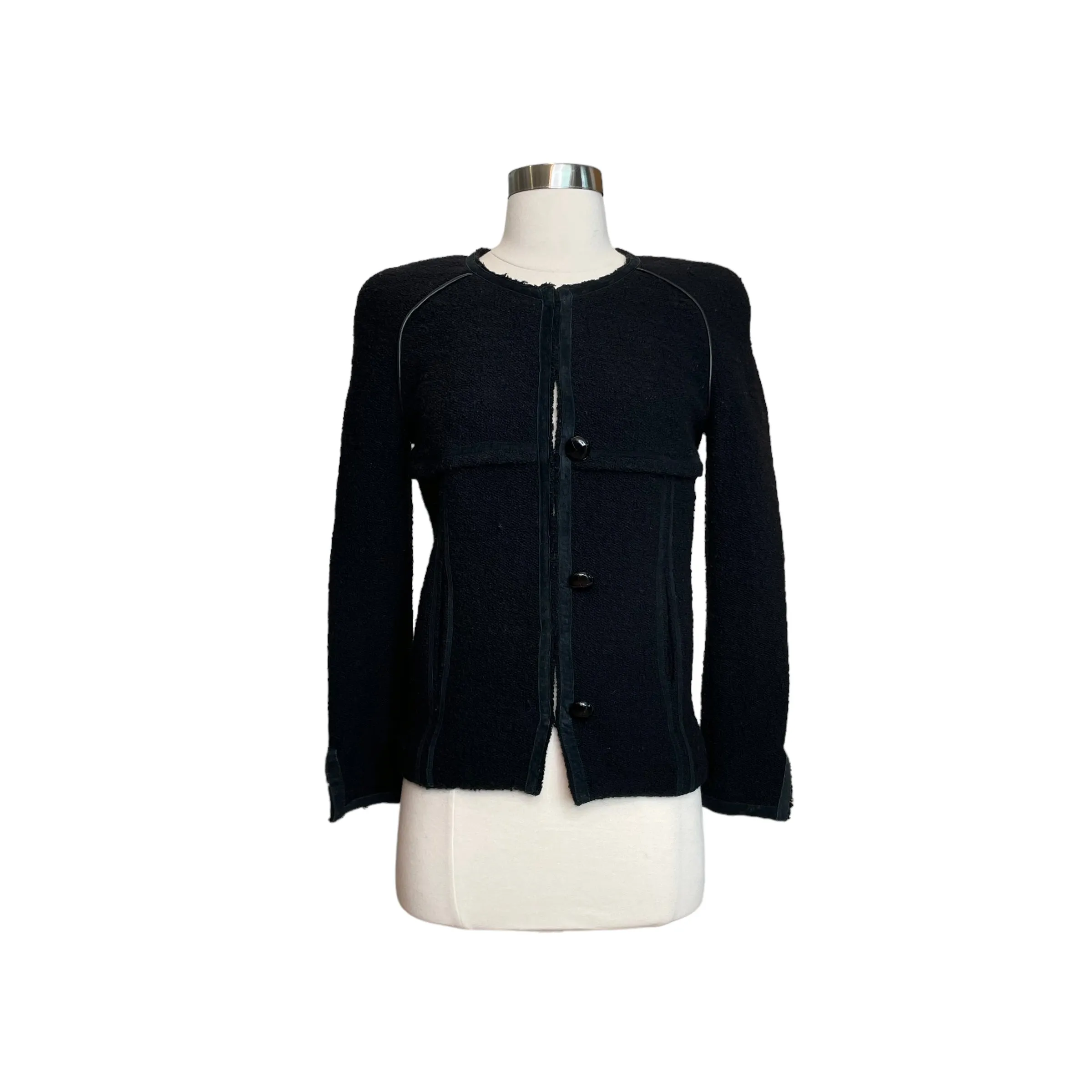 Black Wool Cropped Jacket - XS