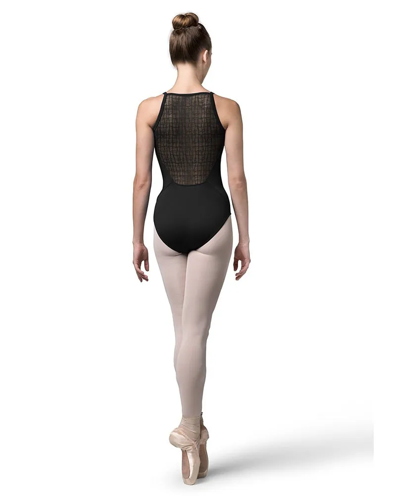 Bloch Elora Check Mesh V-Neck Camisole Leotard - L4807 Womens