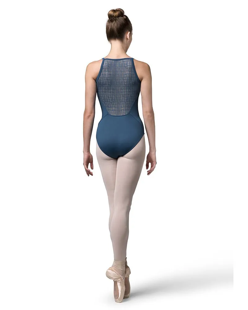 Bloch Elora Check Mesh V-Neck Camisole Leotard - L4807 Womens