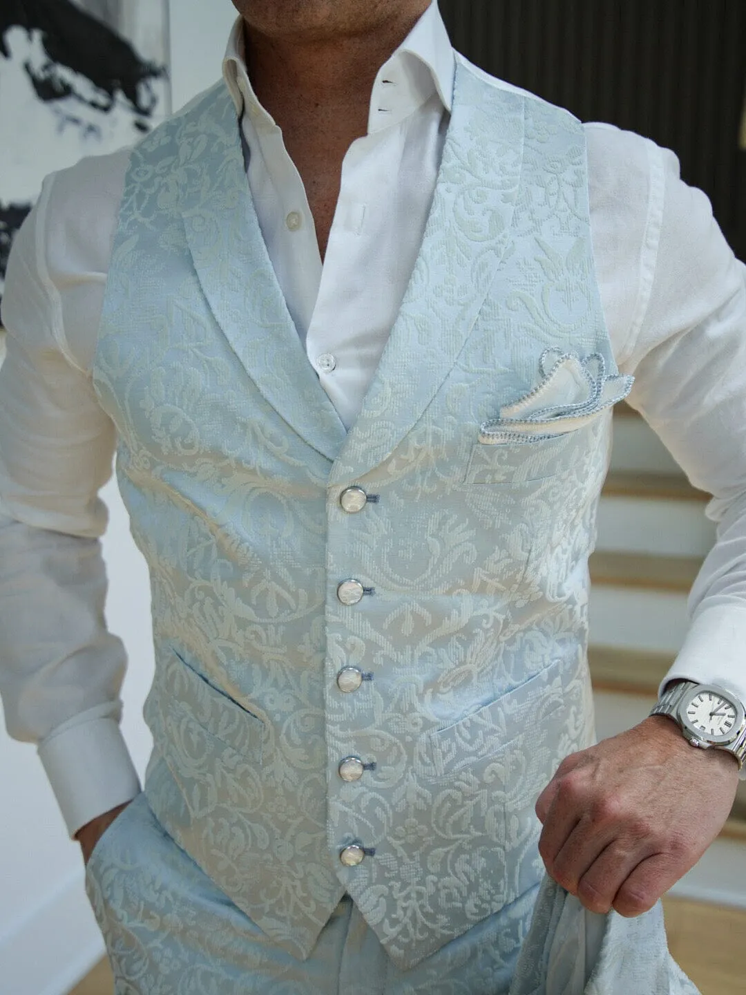 Blu Ghiaccio Naked Ciottoli Waistcoat