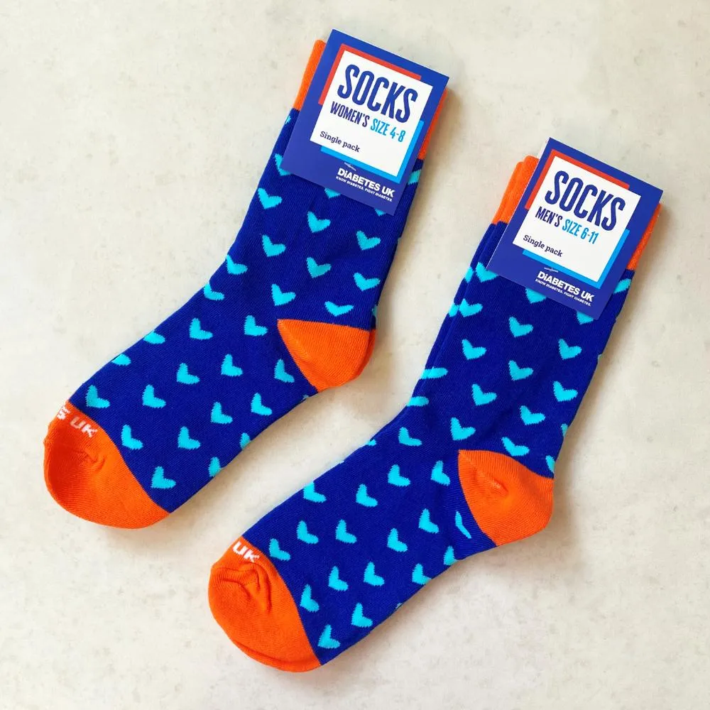 Blue Hearts Diabetes UK Socks