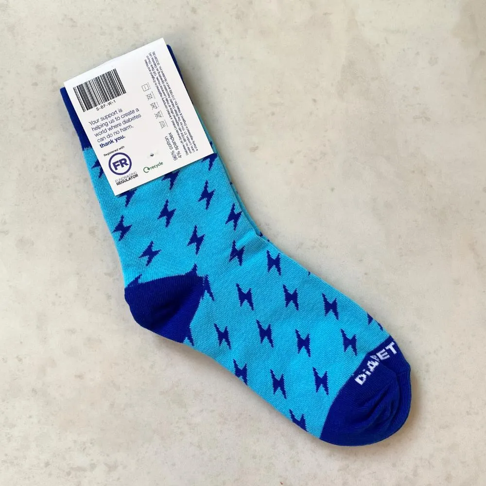 Blue Lightning Bolt Diabetes UK Socks (INT)