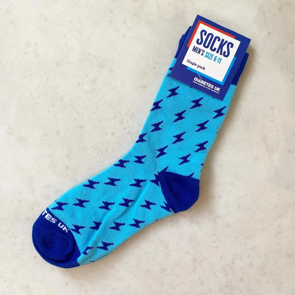 Blue Lightning Bolt Diabetes UK Socks (INT)