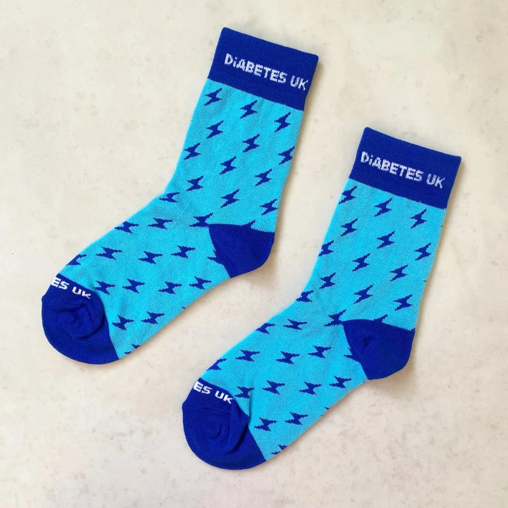 Blue Lightning Bolt Diabetes UK Socks (INT)