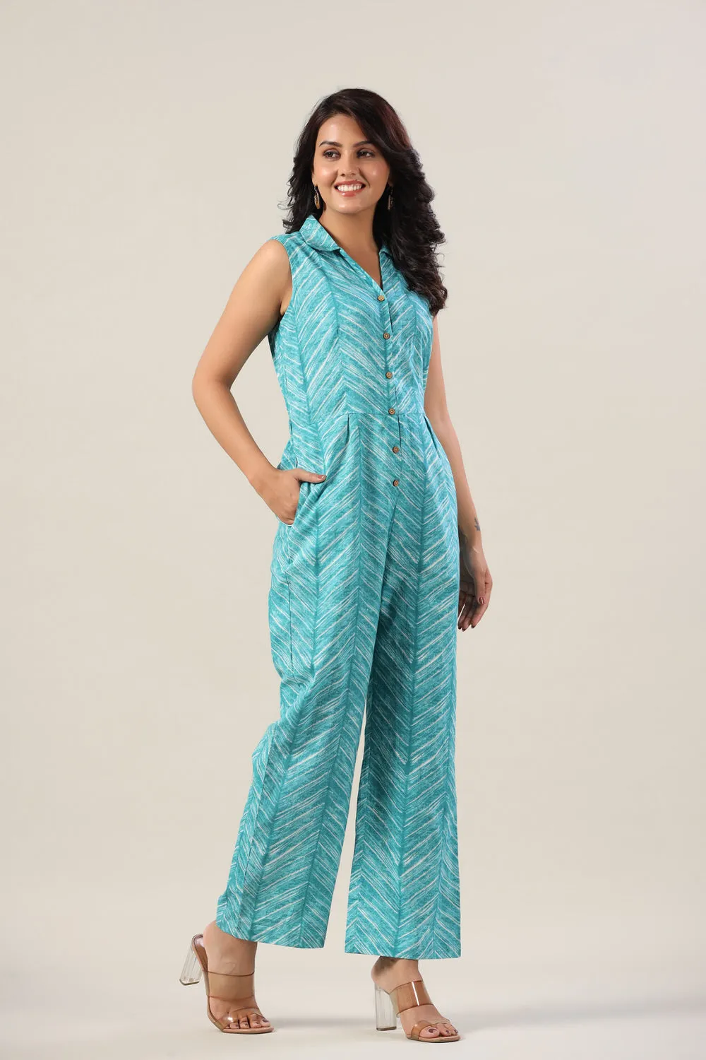 Blue Shibori on Cotton Jumpsuit