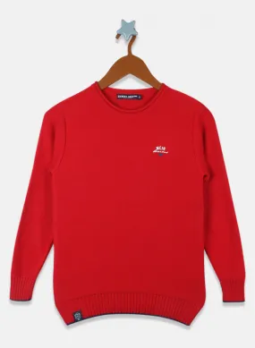 Boys Red Solid Pullover