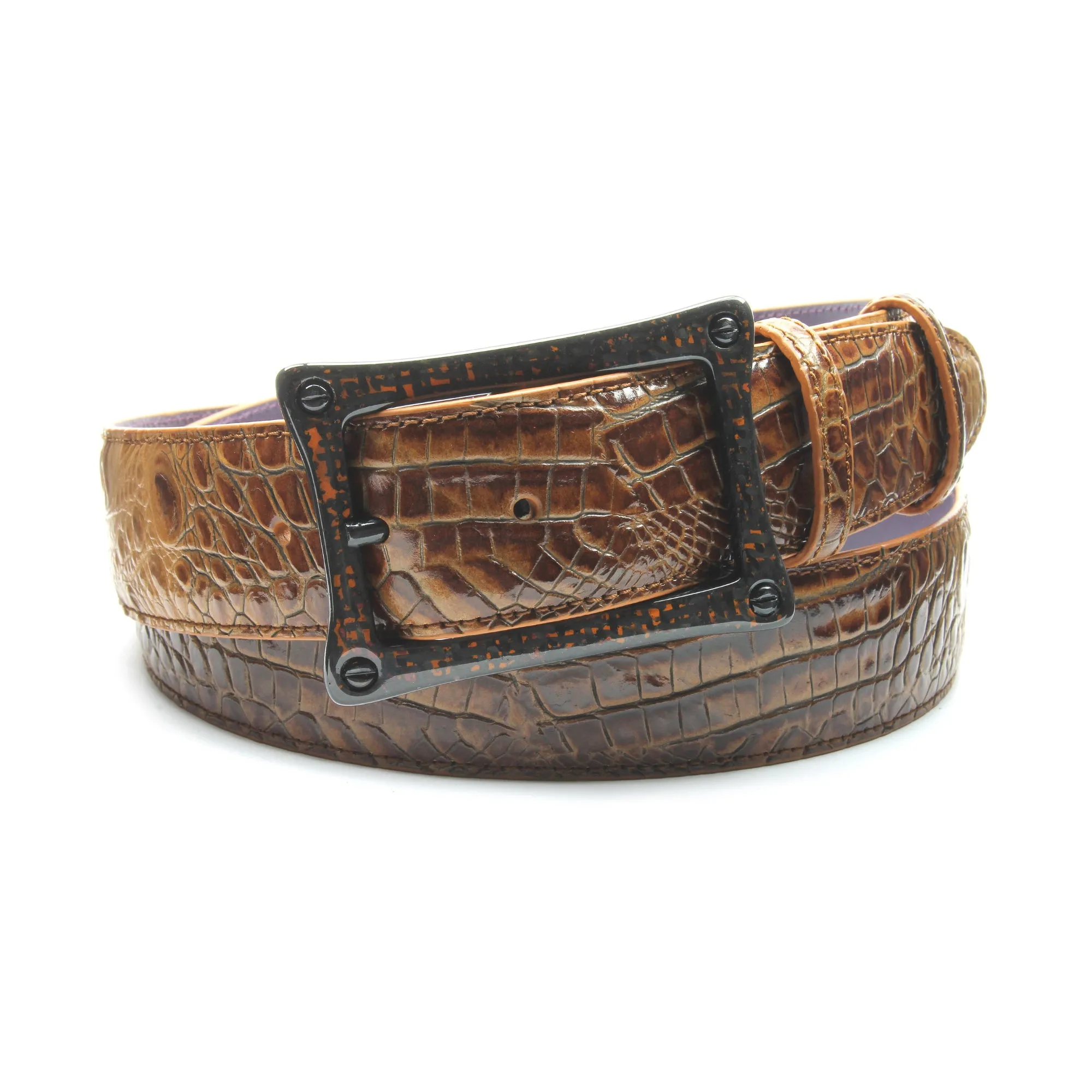 Brown Sugar Mock Caiman Carbon Fibre Screw Belt